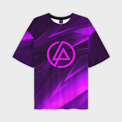 Мужская футболка оверсайз Linkin park neon stripes logo