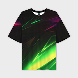 Мужская футболка оверсайз Geometry stripes кислотный неон