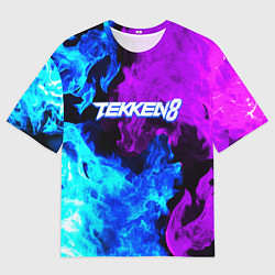 Мужская футболка оверсайз Tekken 8 неоновый огонь