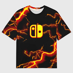 Футболка оверсайз мужская Нинтендо шторм огненоое лого, цвет: 3D-принт