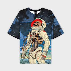 Мужская футболка оверсайз Скелет - астронавт
