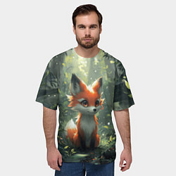 Футболка оверсайз мужская Лисёнок в солнечных лучах, цвет: 3D-принт — фото 2