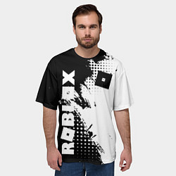 Футболка оверсайз мужская Роблокс - черно-белая абстракция, цвет: 3D-принт — фото 2
