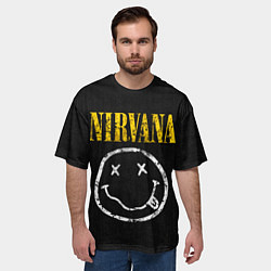 Футболка оверсайз мужская Джинсовка с nirvana, цвет: 3D-принт — фото 2