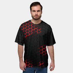 Футболка оверсайз мужская Стальная броня соты текстура, цвет: 3D-принт — фото 2