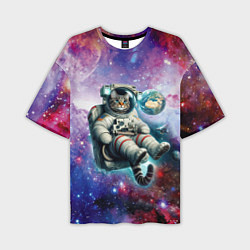 Мужская футболка оверсайз Brave cat in space - ai art