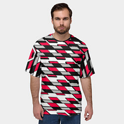 Футболка оверсайз мужская Красные четырёхугольники на белом фоне, цвет: 3D-принт — фото 2