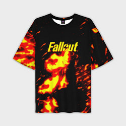 Мужская футболка оверсайз Fallout огнненое лого