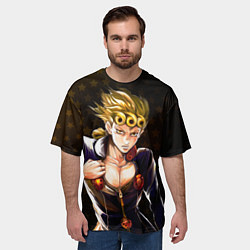 Футболка оверсайз мужская Джорно Джованна на фоне звездочек из ДжоДжо, цвет: 3D-принт — фото 2