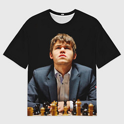 Мужская футболка оверсайз Магнус Карлсен думает