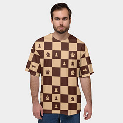 Футболка оверсайз мужская Коричневая шахматная доска, цвет: 3D-принт — фото 2