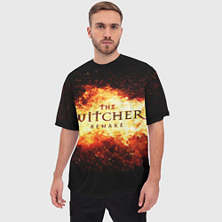 Футболка оверсайз мужская The Witcher Remake в пламени огня, цвет: 3D-принт — фото 2