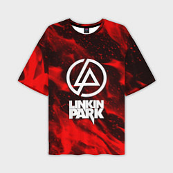 Мужская футболка оверсайз Linkin park красный огонь