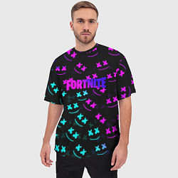 Футболка оверсайз мужская Fortnite x Marshmello neon pattern, цвет: 3D-принт — фото 2