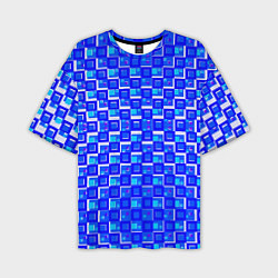 Футболка оверсайз мужская Синие квадраты на белом фоне, цвет: 3D-принт