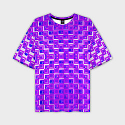 Футболка оверсайз мужская Фиолетовые квадраты на белом фоне, цвет: 3D-принт