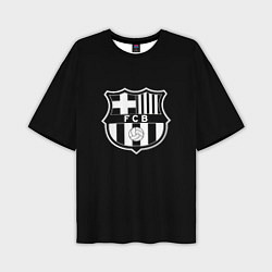 Мужская футболка оверсайз Barcelona fc club белое лого
