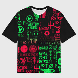 Футболка оверсайз мужская Twenty one pilots pattern rock steel, цвет: 3D-принт