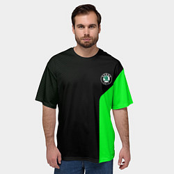 Футболка оверсайз мужская Skoda pattern sport green, цвет: 3D-принт — фото 2