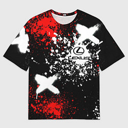 Футболка оверсайз мужская Лексус на фоне граффити и брызг красок, цвет: 3D-принт