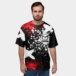 Футболка оверсайз мужская Мазда на фоне граффити и брызг красок, цвет: 3D-принт — фото 2