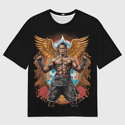 Мужская футболка оверсайз Муай-Тай боец с золотыми крыльями