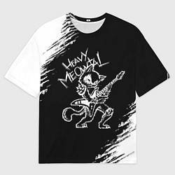 Мужская футболка оверсайз Кот хэви металл