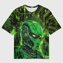 Футболка оверсайз мужская Андроид в неоновом свете, цвет: 3D-принт