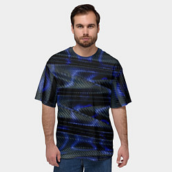 Футболка оверсайз мужская Темно синие карбоновые волны, цвет: 3D-принт — фото 2