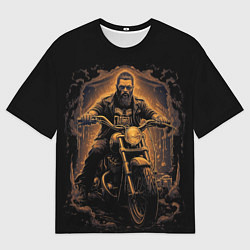 Мужская футболка оверсайз Брутальный мотоциклист
