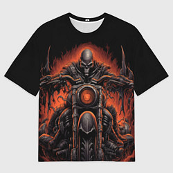 Мужская футболка оверсайз Скелет из ада едет на старом мотоцикле