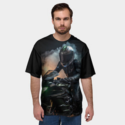 Футболка оверсайз мужская Мотоциклист на мотоцикле, цвет: 3D-принт — фото 2