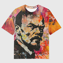 Мужская футболка оверсайз Граффити портрет Владимира Ленина