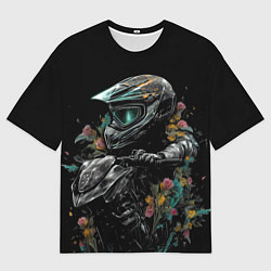 Мужская футболка оверсайз Абстрактный байкер