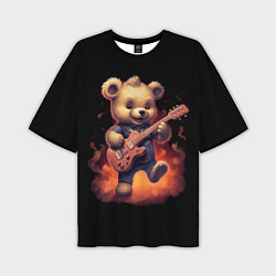 Мужская футболка оверсайз Плюшевый медведь играет на гитаре