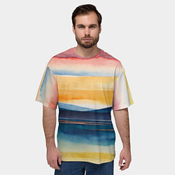 Футболка оверсайз мужская Акварельный бриз, цвет: 3D-принт — фото 2