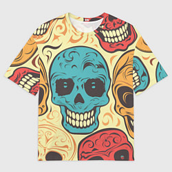 Футболка оверсайз мужская Праздничные черепа, цвет: 3D-принт