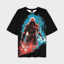 Футболка оверсайз мужская Assassins creed фон абстрактный, цвет: 3D-принт