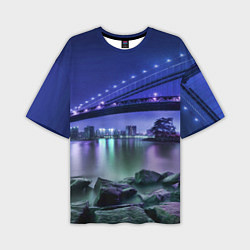 Футболка оверсайз мужская Вечерняя Америка - мост, цвет: 3D-принт