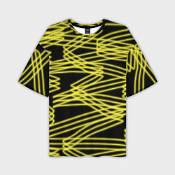 Мужская футболка оверсайз Желтые светящиеся линии