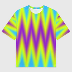 Футболка оверсайз мужская Неоновые зигзаги, цвет: 3D-принт