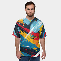 Футболка оверсайз мужская Цветные мазки красок, цвет: 3D-принт — фото 2