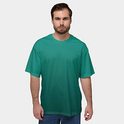 Футболка оверсайз мужская Градиент нефритовый зелёный, цвет: 3D-принт — фото 2