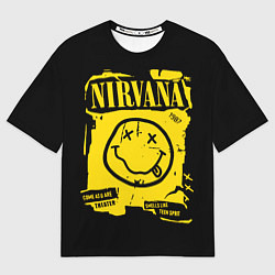 Футболка оверсайз мужская Nirvana - смайлик, цвет: 3D-принт