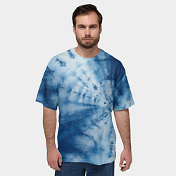 Футболка оверсайз мужская Синяя абстракция паутина, цвет: 3D-принт — фото 2