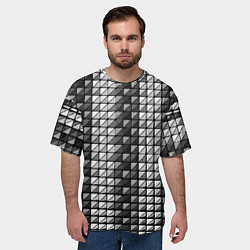 Футболка оверсайз мужская Чёрно-белые квадраты, цвет: 3D-принт — фото 2
