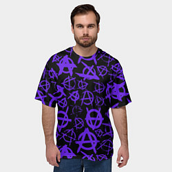 Футболка оверсайз мужская Узор анархия фиолетовый, цвет: 3D-принт — фото 2