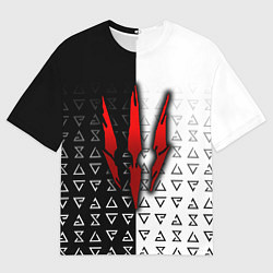 Футболка оверсайз мужская Ведьмак - красные следы от когтей, цвет: 3D-принт