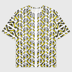Футболка оверсайз мужская Жёлто-белый паттерн конструкция, цвет: 3D-принт