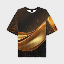 Футболка оверсайз мужская Золотая стильная абстракция на черном фоне, цвет: 3D-принт
